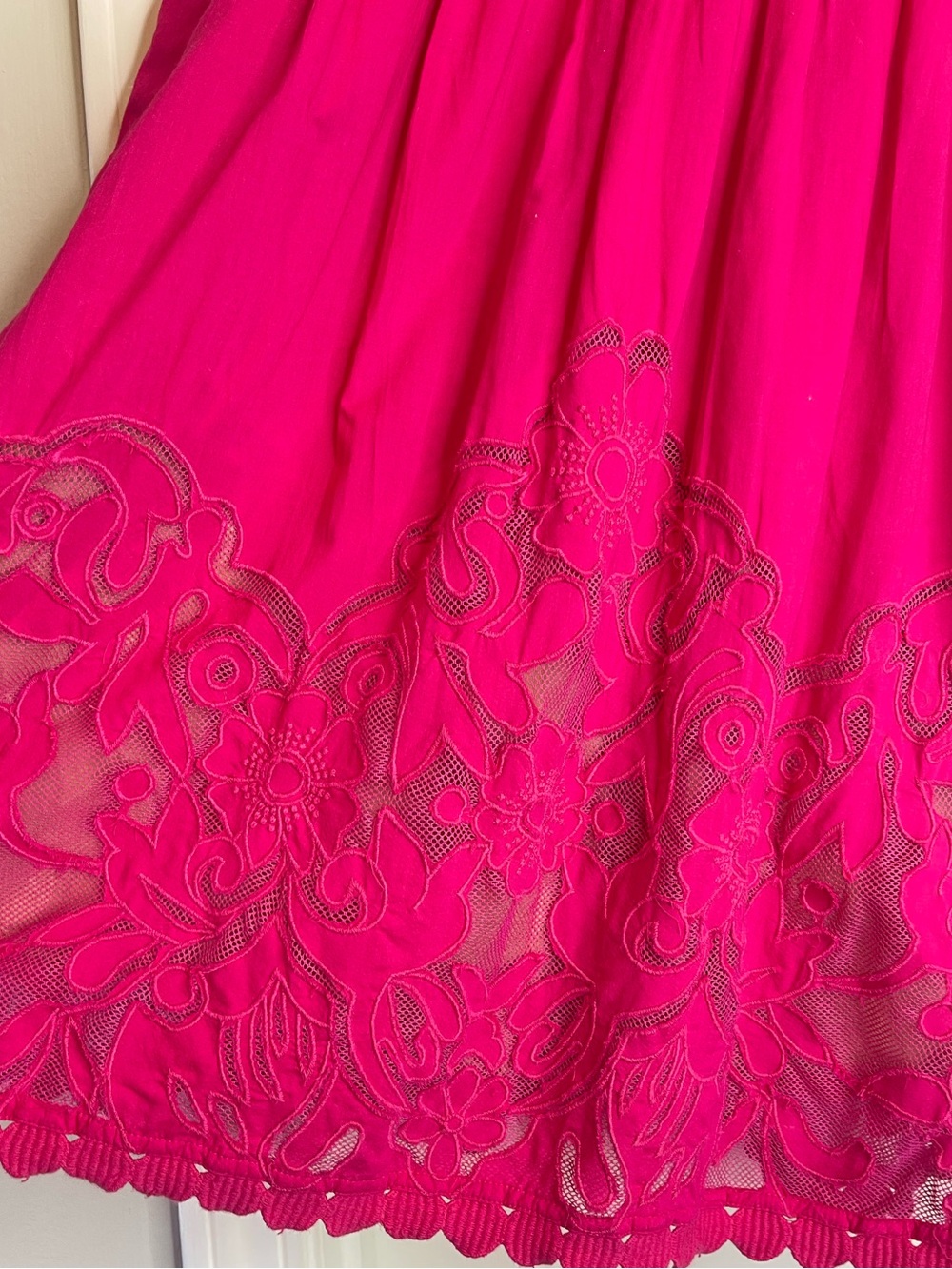 Anthropologie Moulinette Soeurs Rhododendron Dress Pink Embroidered Lace Size 8 - Picture 8 of 14